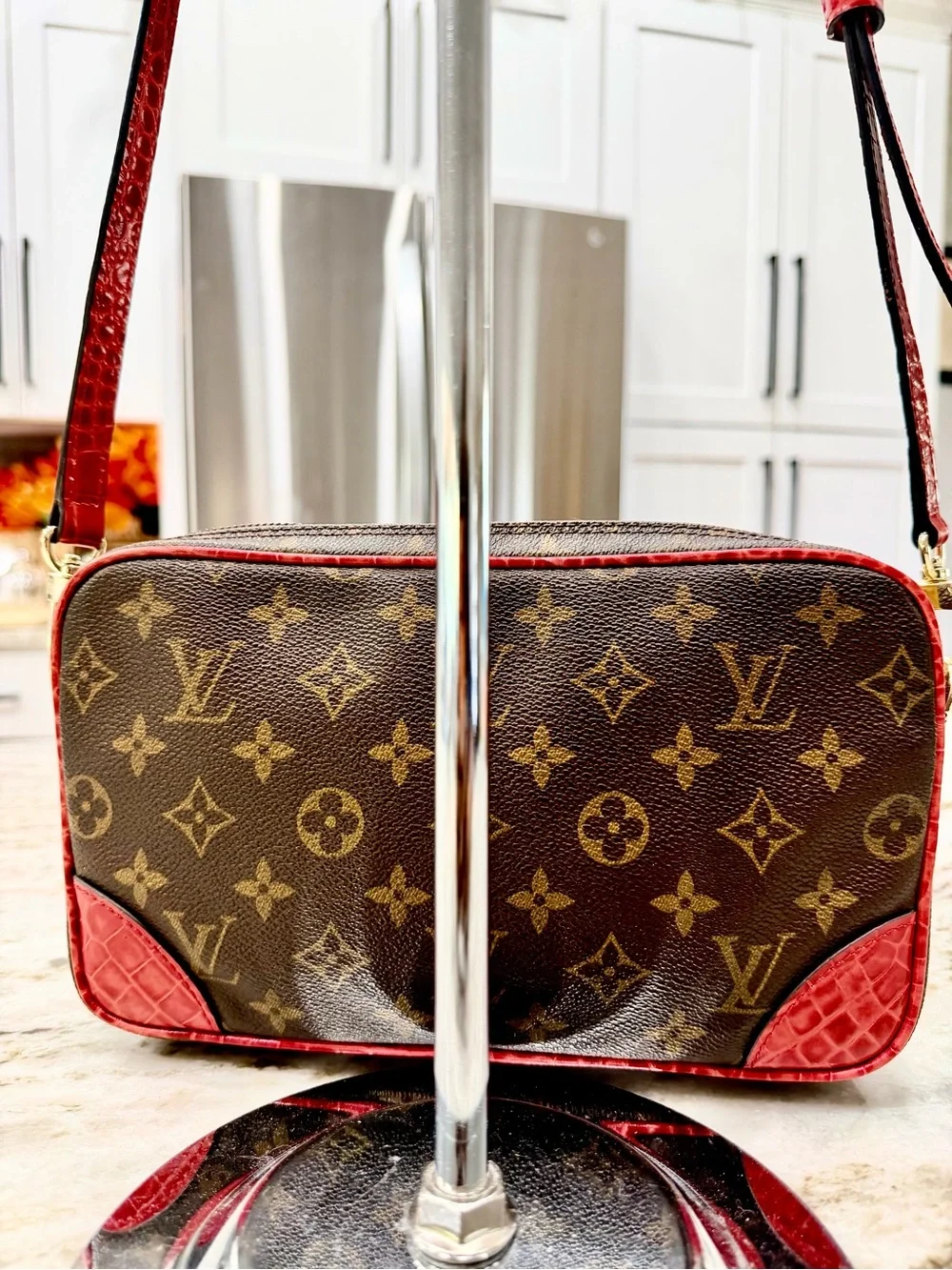 Louis Vuitton Authentic Monogram Custom Crossbody w/Crocodile Embossed Leather